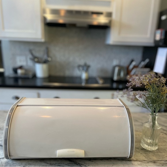 🥯🍞🥖🥨🥐🫓 Vintage Brabantia Large retro white metal and chrome roll bread box - Picture 14 of 14